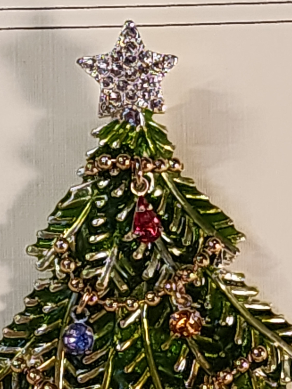 AVON 2008 Green Enamel Christmas Tree Brooch with Multicolor Rhinestones - Picture 5 of 7